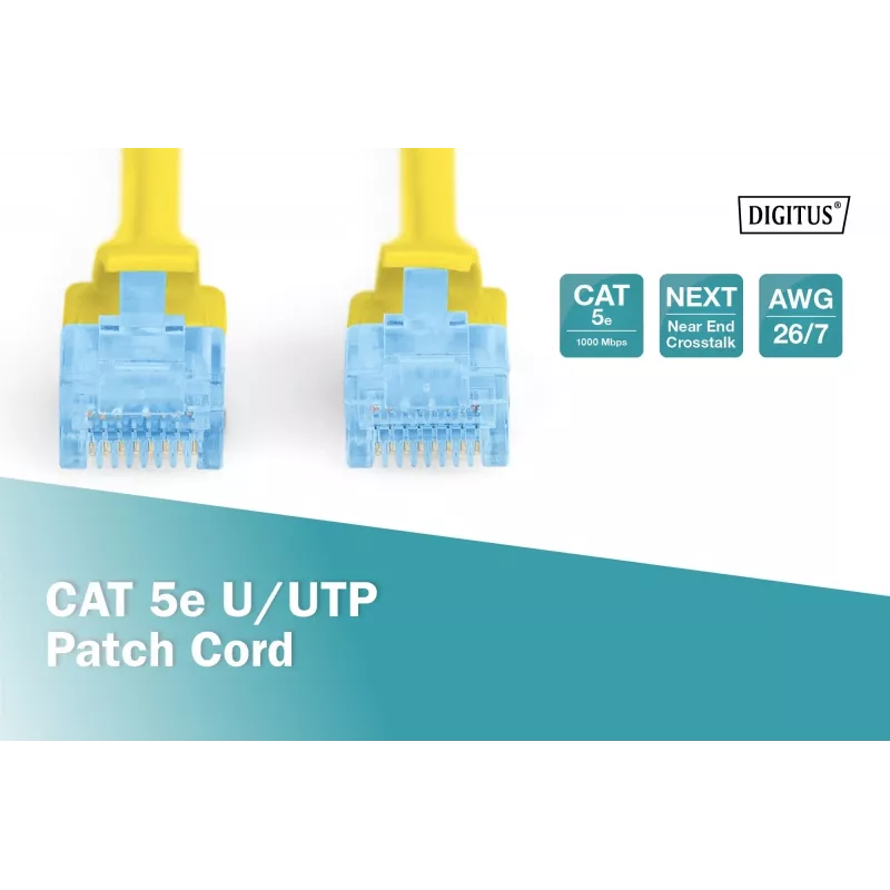 Patch Cord Digitus CAT 5e U/UTP DK-1512-050/Y 5m Kollane