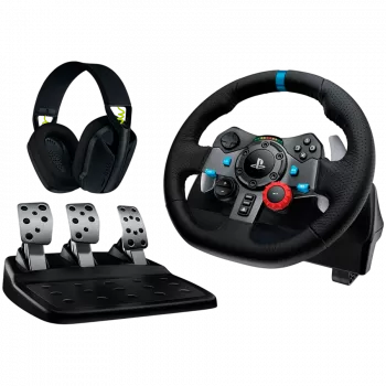 LOGITECH G29 EU + G435 Must mängukontroller Alumiinium Must USB rool + pedaalid + kõrvaklapid PC