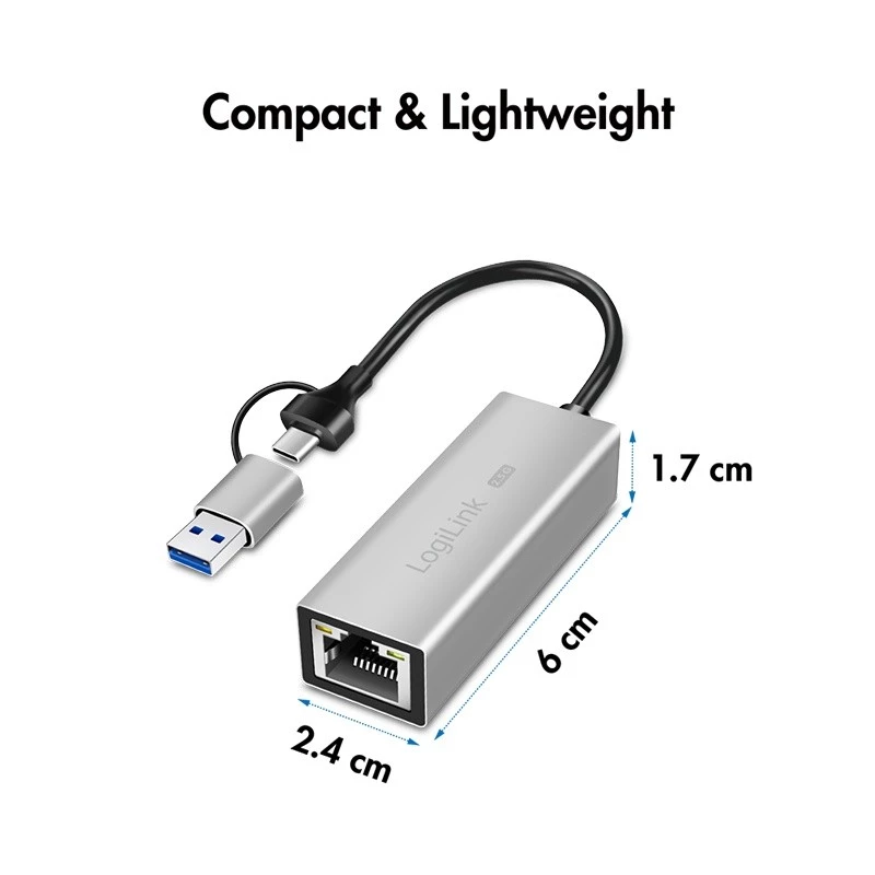 USB-A/-C to 2,5G Ethernet adapter, hall
