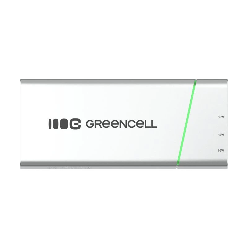 Kaasaskantav aku roheline Cell BPLGC20P 20800 mAh liitiumioon, USB-C PD 65W, 2x USB-C + 1x USB-A, alumiiniumkorpus