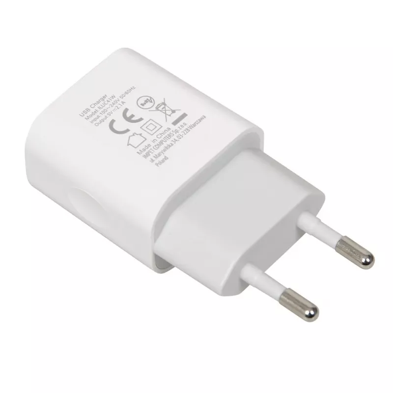 Laadija iBOX C-41 USB 2A, 1 USB-port, microUSB-kaabel, valge