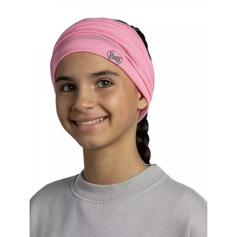 Multifunktsionaalne laste bandaan Buff Merino Lightweight – ühtlane roosa, õmblusteta meriinovillane peakate lastele