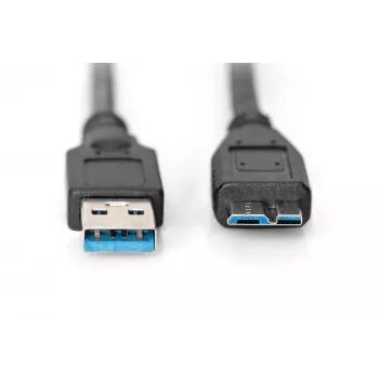 ASSMANN SuperSpeed USB 3.0 kaabel, USB A pistik Micro USB B-pistik, Cu AWG 28, 2x varjestatud, pikkus 1,0 m (AK-300116-010-S)