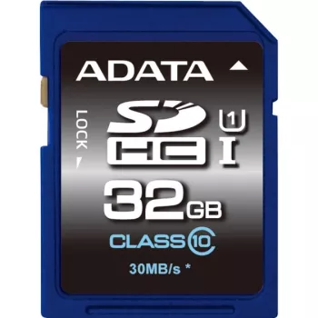 ADATA Premier SDHC UHS-I U1 Class10 32GB, 32 GB, SDHC, Class 10, 30 MB/s, 10 MB/s, Must, Sinine