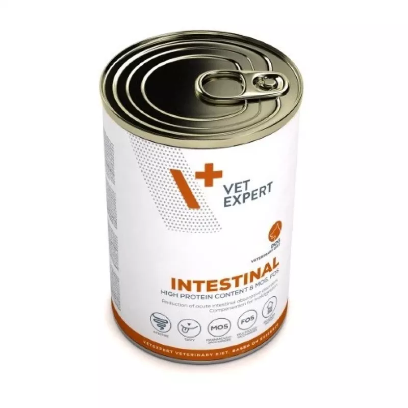 Märg koeratoit VETEXPERT Veterinary Diet Intestinal 400 g, linnuliha, teraviljavaba, seedekirurgiajärgseks taastumiseks