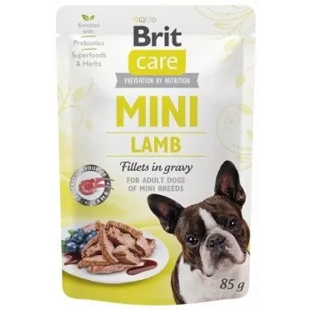 Märg koerapasteet Brit Mini Lamb 85 g — ühe valguallikaga lambaliha märgtoit väikestele täiskasvanud koertele, teraviljavaba, 85 g kotike
