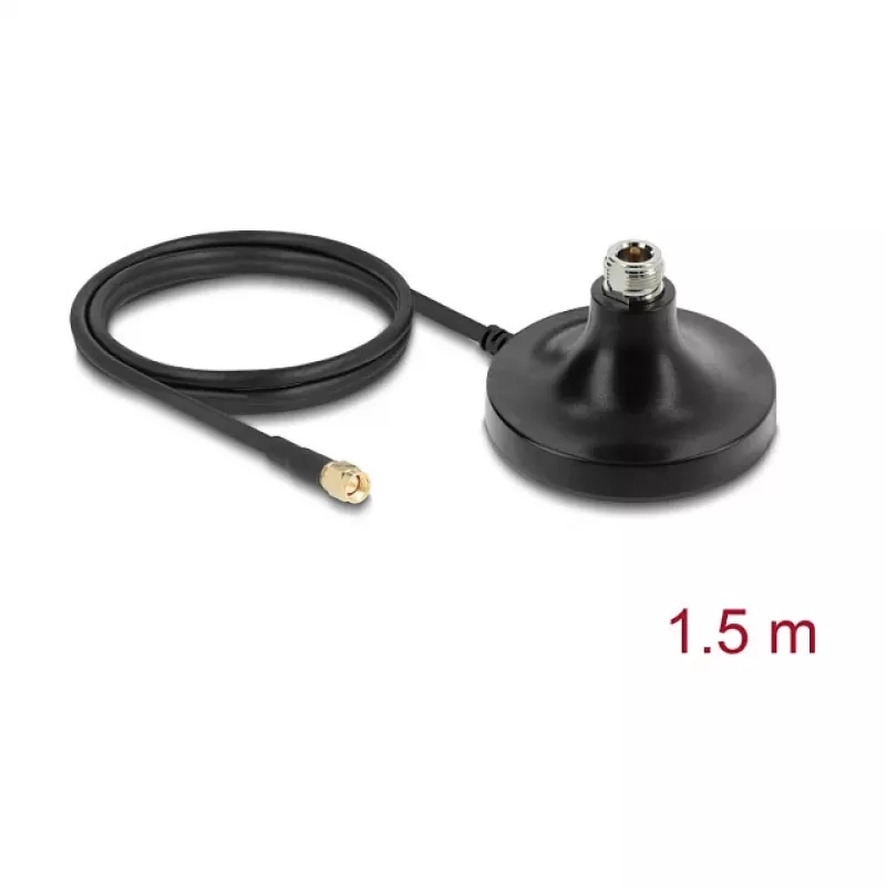 Antenni magnetiline alus DELOCK ULA100 — 1 x N-pistik 1 x SMA-pistikule, 1,5 m kaabel, välistingimustes, must