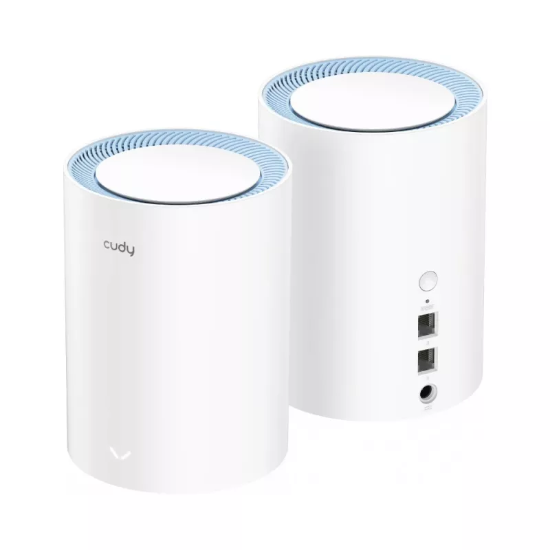 Cudy M1200 2-pakendiga võrgusüsteem — kaheribaline Wi‑Fi 5 (300/867 Mbit/s), 2 seadet, 1x LAN-port, toetab 100 seadet