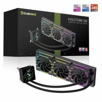 Gamemax | protsessori vedelikjahutus | HAILSTORM 360 LCD | must