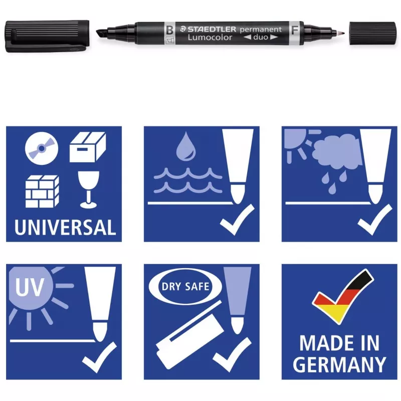 Püsimarker Staedtler Lumocolor permanent duo 348 B must 1 tk