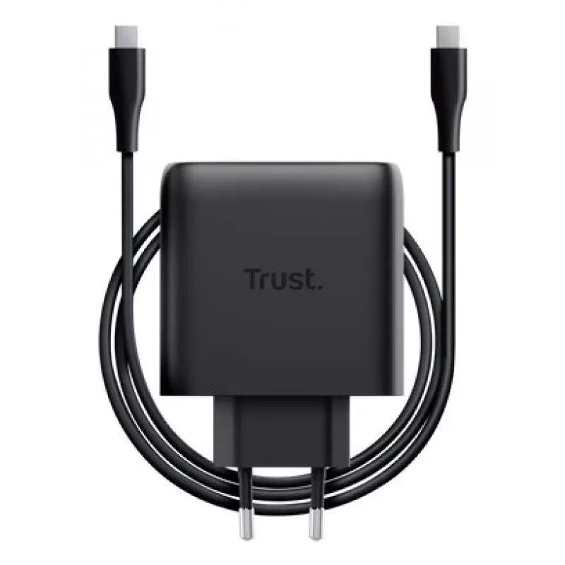 Laadija Trust Maxo 65W 2-pordiline USB-C GaN-laadija kiirlaadimine must