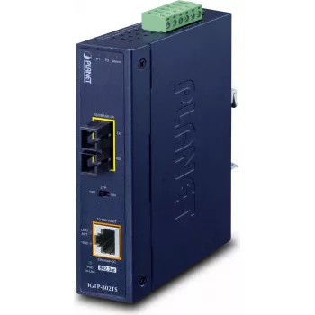 PLANET IP30 tööstuslik 10/100/1000BAS võrgumeediakonverter 1000 Mbit/s sinine (IGTP-802TS)