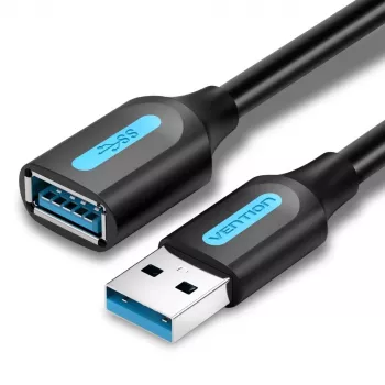 USB 3.0 pikenduskaabel Vention CBHBD 0,5 m — USB A isane USB A emasele, 5 Gbps, must