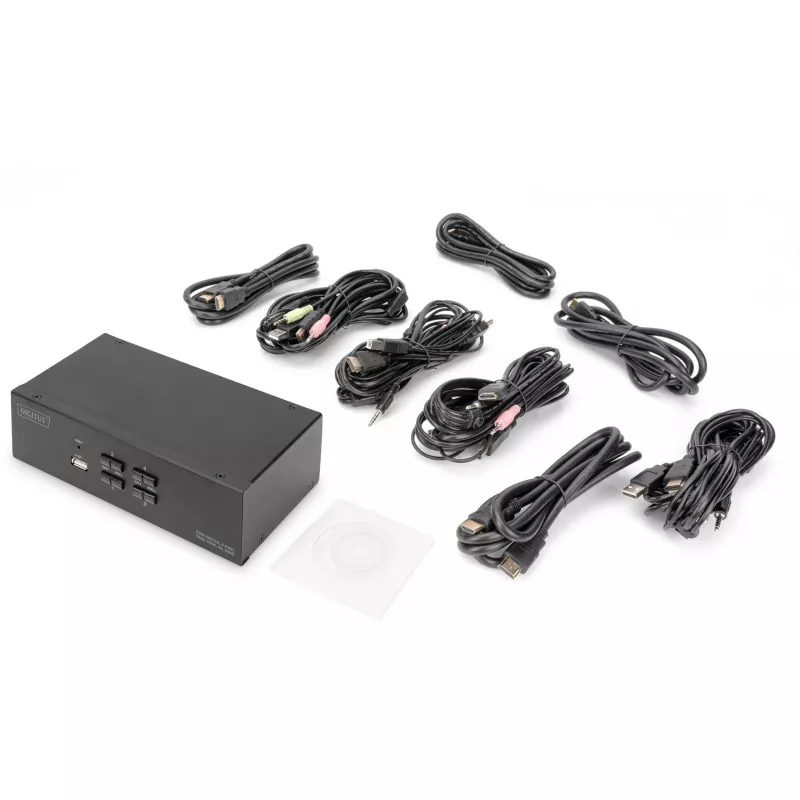 KVM-lüliti Digitus DS-12883 4 pordiga topeltkuvar 4K HDMI USB