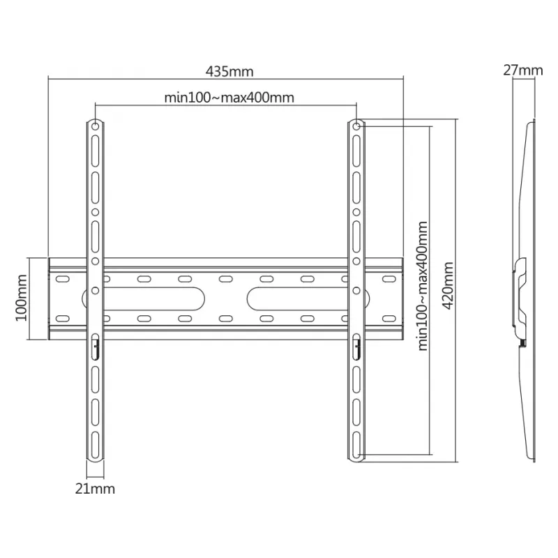 TV seinakinnitus SBOX PLB-2544F-2 32–70-tollistele teleritele, kuni 45 kg, VESA 400x400