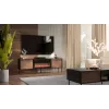 TV-kapp cama meble CORTINA 180x40x60 cm must/pähkel musta elektrikaminaga
