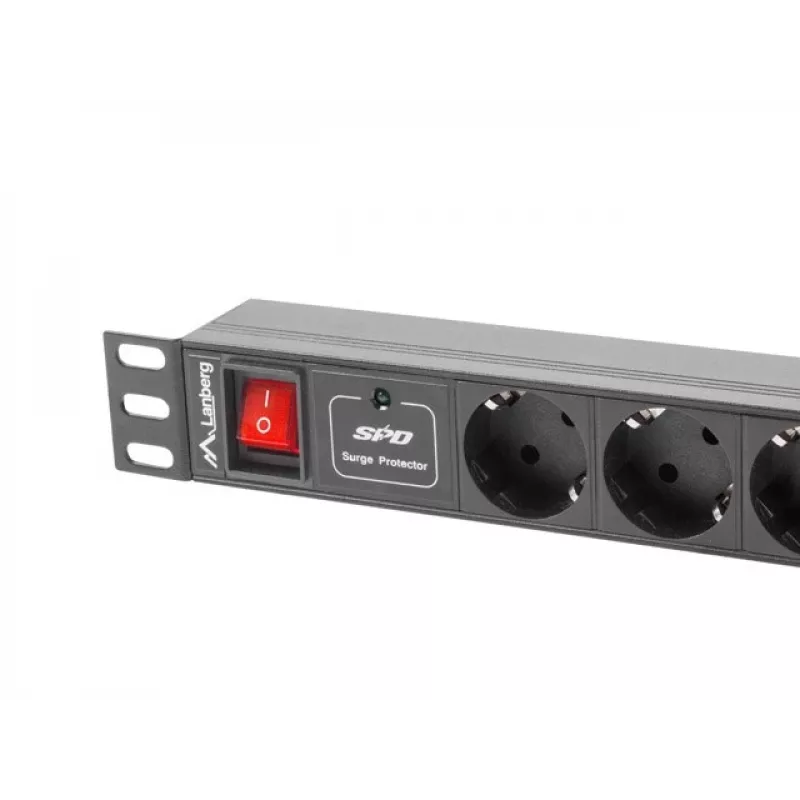 Lanberg | Toitejaotuse seade (PDU) 19 tolli 1U 10A 2M 7X Schuko pistikupesa | PDU-07F-0200-IEC-BK