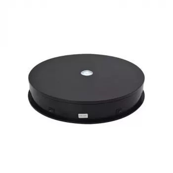Elektriline 360° pöörlev esitusalus LED-valgustusega, ümmargune 30 cm, must