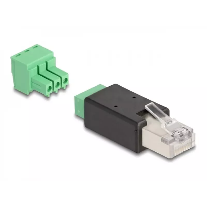 DeLOCK 66607 kaabelsoo vahetaja RJ45 3-kontaktiline klemmliist Must Roheline
