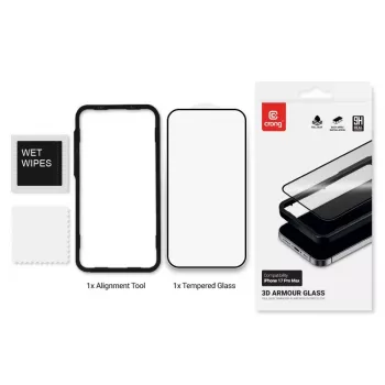 Karastatud klaasist ekraanikaitse Crong iPhone 17 Pro Max jaoks — paigaldusteenus kaasas