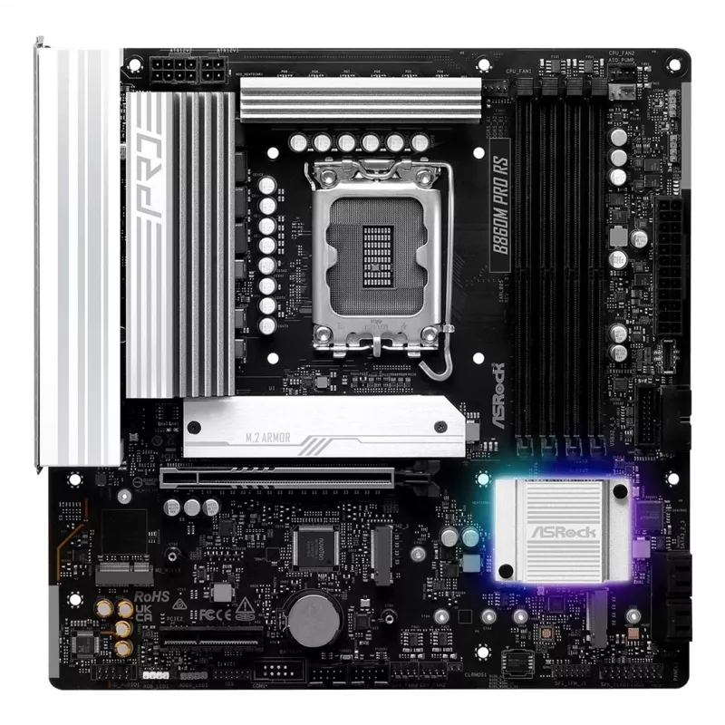 Emaplaat ASROCK B860M Pro RS — Intel B860, LGA 1851, micro ATX, DDR5, 4× DIMM, 2.5Gb LAN, 1×PCIe5 x16