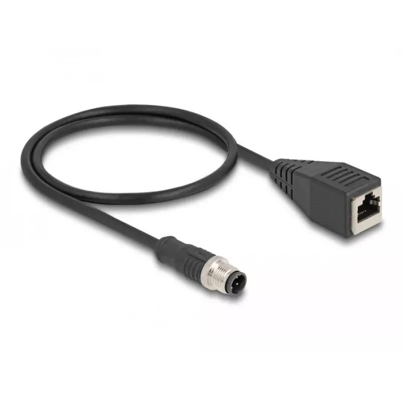 DeLOCK M12 adapterkaabel D-kodeeringuga 4-pin isane RJ45 emasele 50 cm