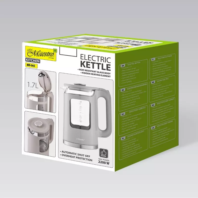 Maestro MR-065 elektriline veekeetja 1,7 L 2200 W (MR-065-GREY) Hall