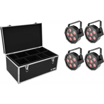 EUROLITE SLS-6 TCL 4x LED-spotikomplekt koos TDV-1 kohvriga, 4‑osaline komplekt, RGBW pesuvalgustid