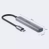 USB-C jaotur Unitek H1208B — 1x USB-A 5 Gbps, 3x USB-A 2.0, USB-C host, alumiiniumkorpus, 0,20 m kaabel