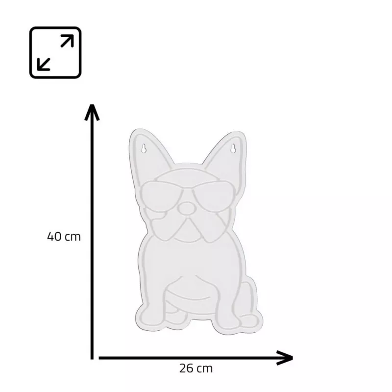 Neoonvalgusti MANTA Manta SNL66WH French Bulldog Valge — dekoratiivne LED-neoonsilt prantsuse buldogi kujul