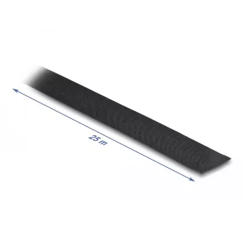DeLOCK riideteip 25 m x 25 mm käsi-rebitav isekleepuv must