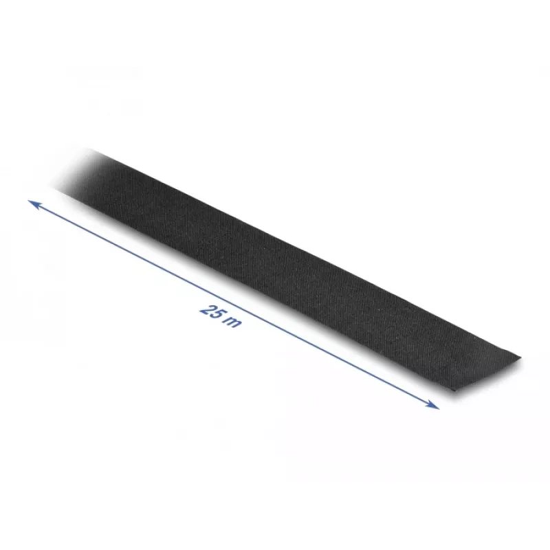 DeLOCK riideteip 25 m x 25 mm käsi-rebitav isekleepuv must