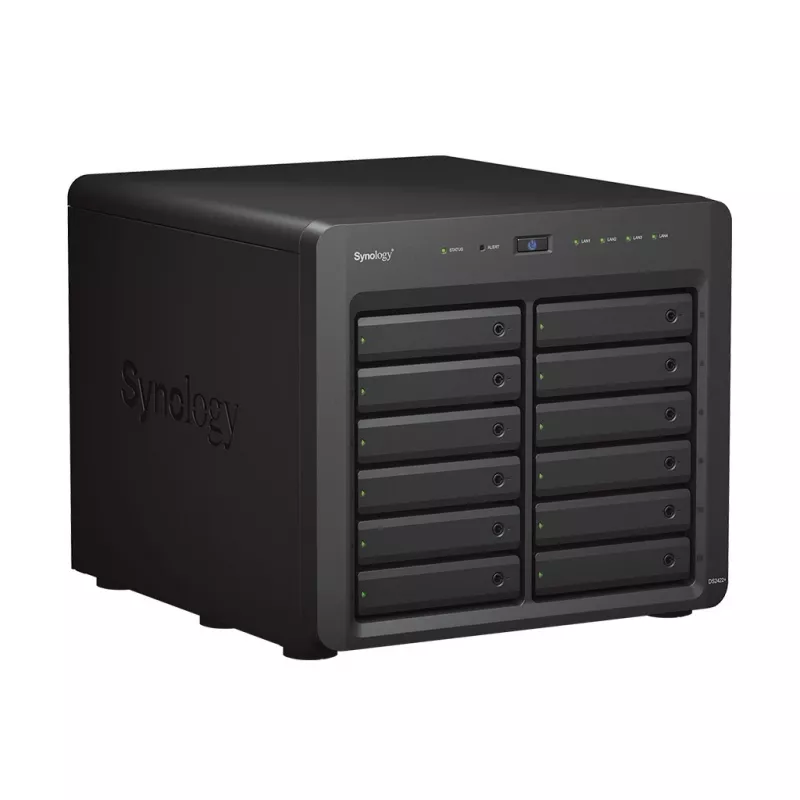 NAS Synology DS2422+; Tower; 12x (3.5 SATA HDD/2.5 SATA HDD/2.5 SATA SSD); AMD Ryzen V1500B;,4 GB DDR4 (max. 32GB),4 x 1GbE RJ-45