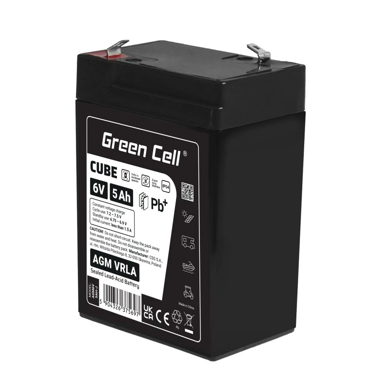 UPS aku Sealed Lead Acid roheline Cell AGM6V5AH-J 6 V 5 Ah