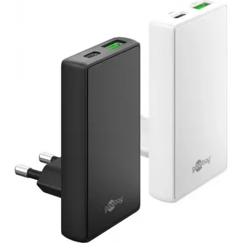 Goobay USB-C PD GaN kahekiire laadija 90° lame 45 W must - 1x pistik (75719)