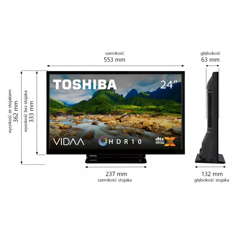 Televiisor Toshiba 24WV3F63DG 24 tolli LED-ekraan HD eraldusvõimega