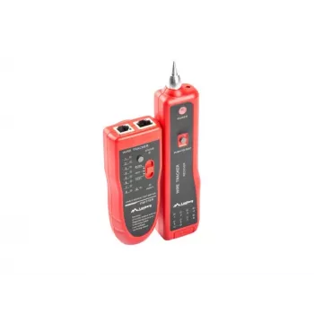 LANBERG võrgukaabli tester NT-0501 — RJ-11/RJ-12/RJ-45 tugi, maksimaalne pikkus 250 m, sisseehitatud aku, LED-indikaatorid, must