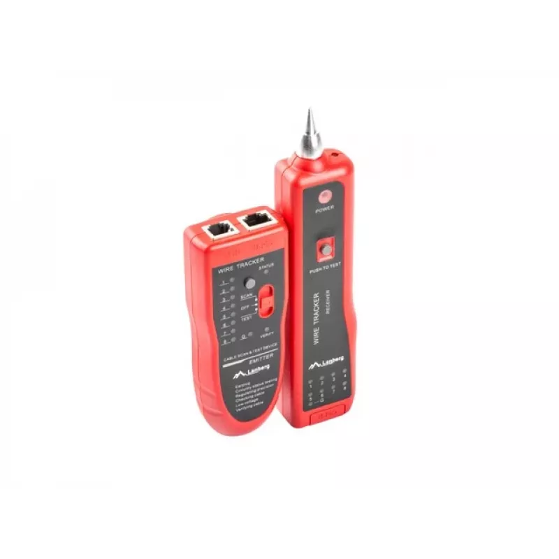 LANBERG võrgukaabli tester NT-0501 — RJ-11/RJ-12/RJ-45 tugi, maksimaalne pikkus 250 m, sisseehitatud aku, LED-indikaatorid, must