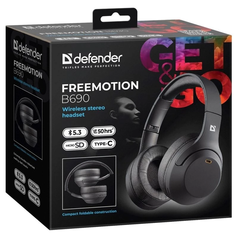 Kõrvaklapid Defender Bluetooth Freemotion B690 Must