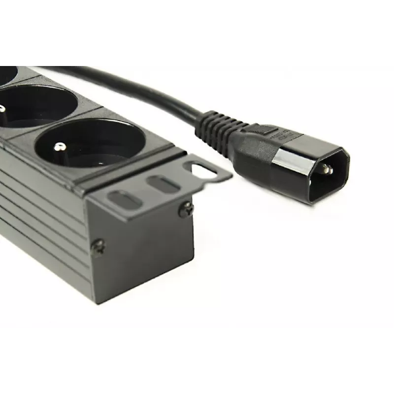 Toitejaotusplokk Gembird EG-PDU-014-FC14, 8 vahelduvvoolupesa, C14 sisend, 3 m kaabel, 1U alumiiniumkorpus, 10 A, 3680 W