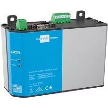 LAN-ruuter INSYS icom SCR‑E300, DIN‑liistule/seinale kinnitus, SMA antennipistik, 10/100 Mbit/s, 12–24 V