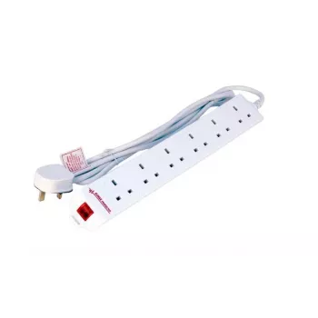 Pikendusjuhe Microconnect MC-UKSURGESTRIP6-2M 6 vahelduvvoolupesa 2 m Siseruumides Valge