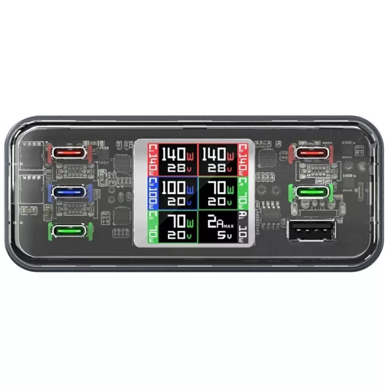 Laadimisjaam 360W 5xUSB-C + 1xUSB-A GaN