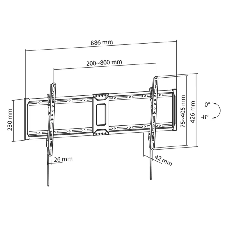 SBOX PLB-5948T-2 TV seinakinnitus 43–100-tollistele ekraanidele, max koormus 75 kg, VESA kuni 800×400