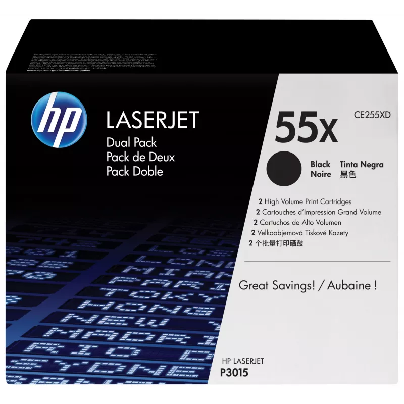 HP 55X 2-pack suure tootlikkusega must originaal LaserJet toonerikassetid