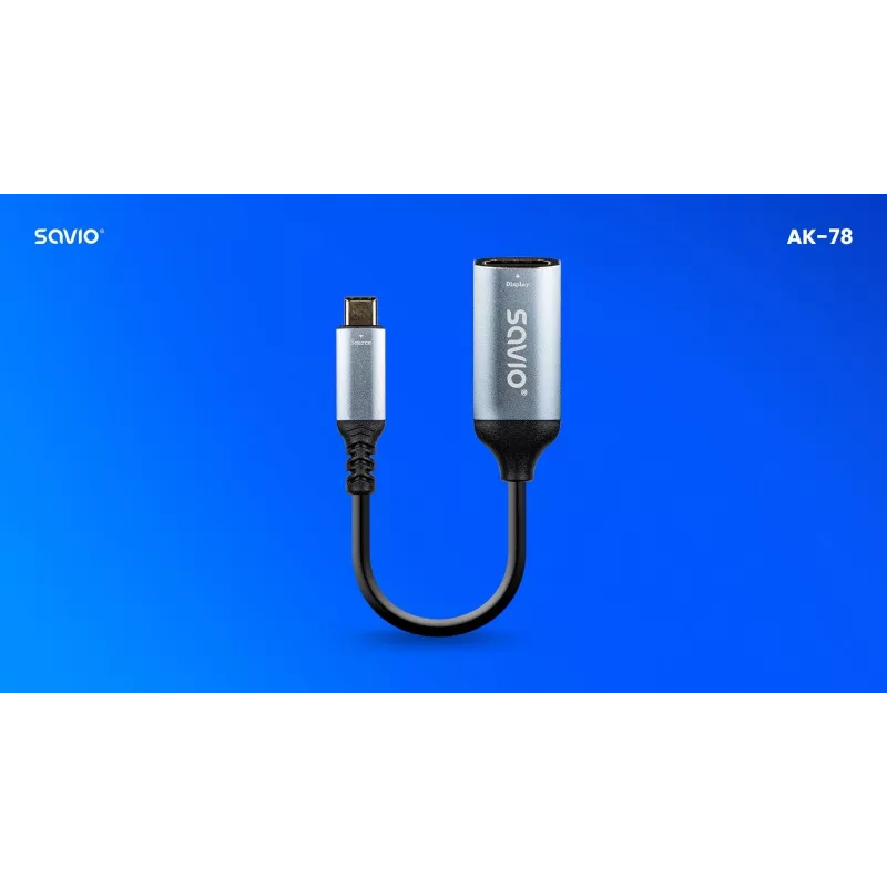 Savio Adapter USB-C (M) HDMI (F), 4K, 60Hz, Alumiinium, AK-78