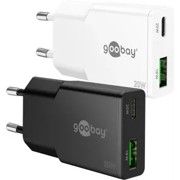 Goobay USB-C PD GaN Dual-Fast Charger õhuke 20 W Valge - 1x -Connector Power (75730)