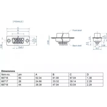 Juhtmepistik D-Sub HD 50 kontakti DeLOCK 66716