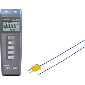 VOLTCRAFT K102 + TP 202 temperatuuri mõõtevahend -200 kuni +1370 °C Proovityüüp K