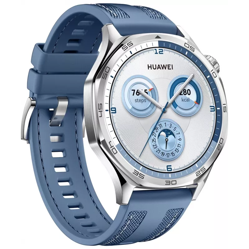 Nutikell HUAWEI WATCH GT5 46mm — 1,43 tolli AMOLED, GPS, 524 mAh, roostevabast terasest korpus, sinine kootud rihm
